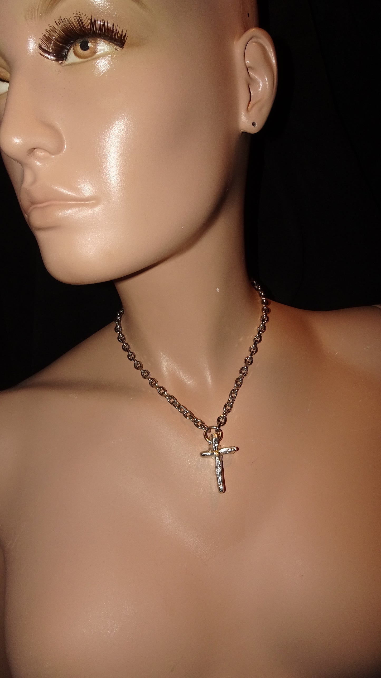 UPCYCLED MELTED CROSS NECKLACE