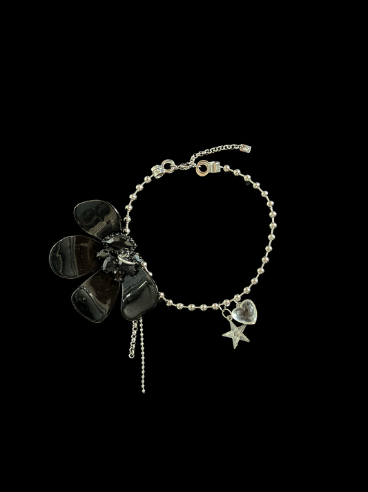 UPCYCLED BLACK FLOWER CHOKER