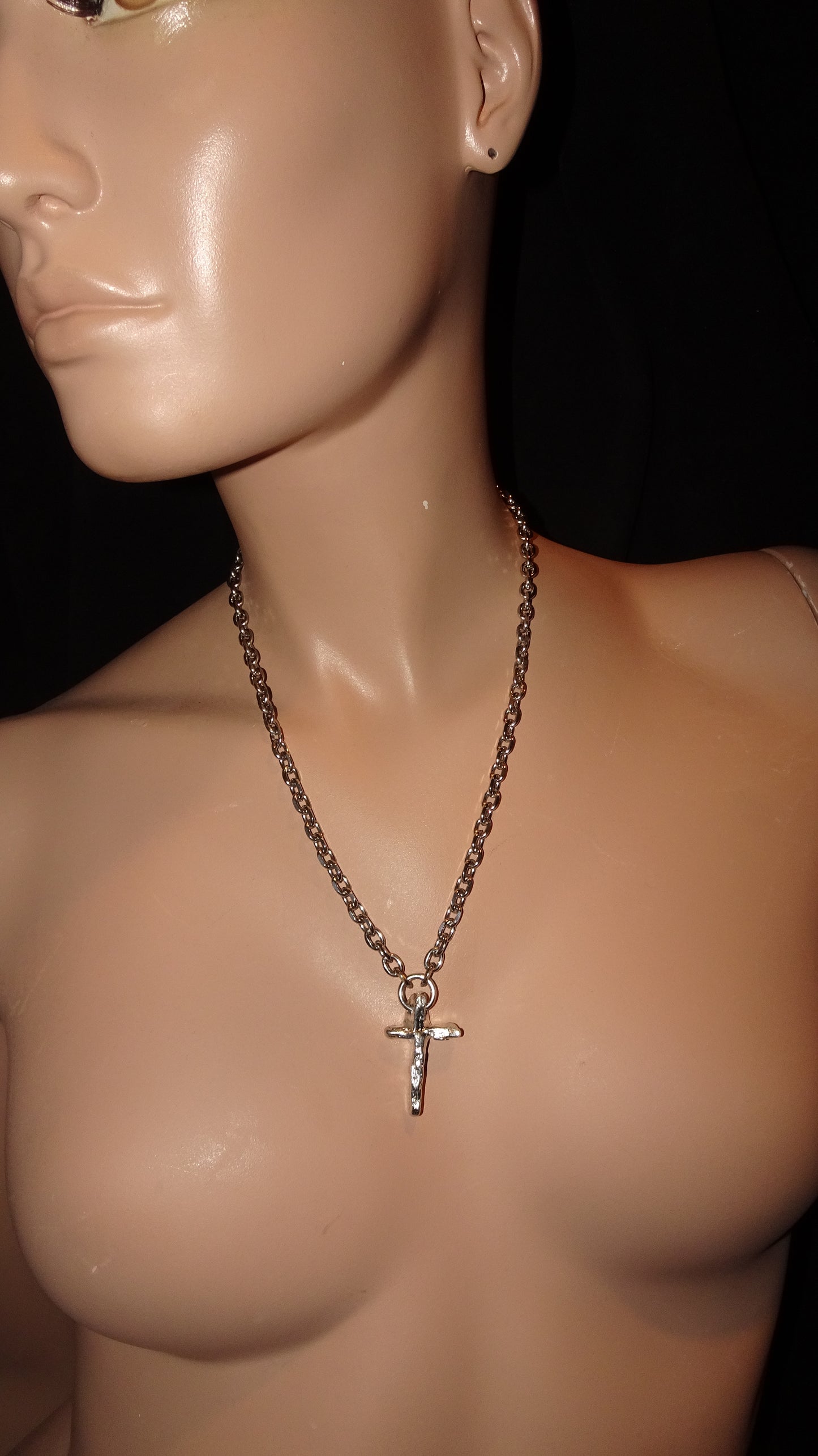 UPCYCLED MELTED CROSS NECKLACE