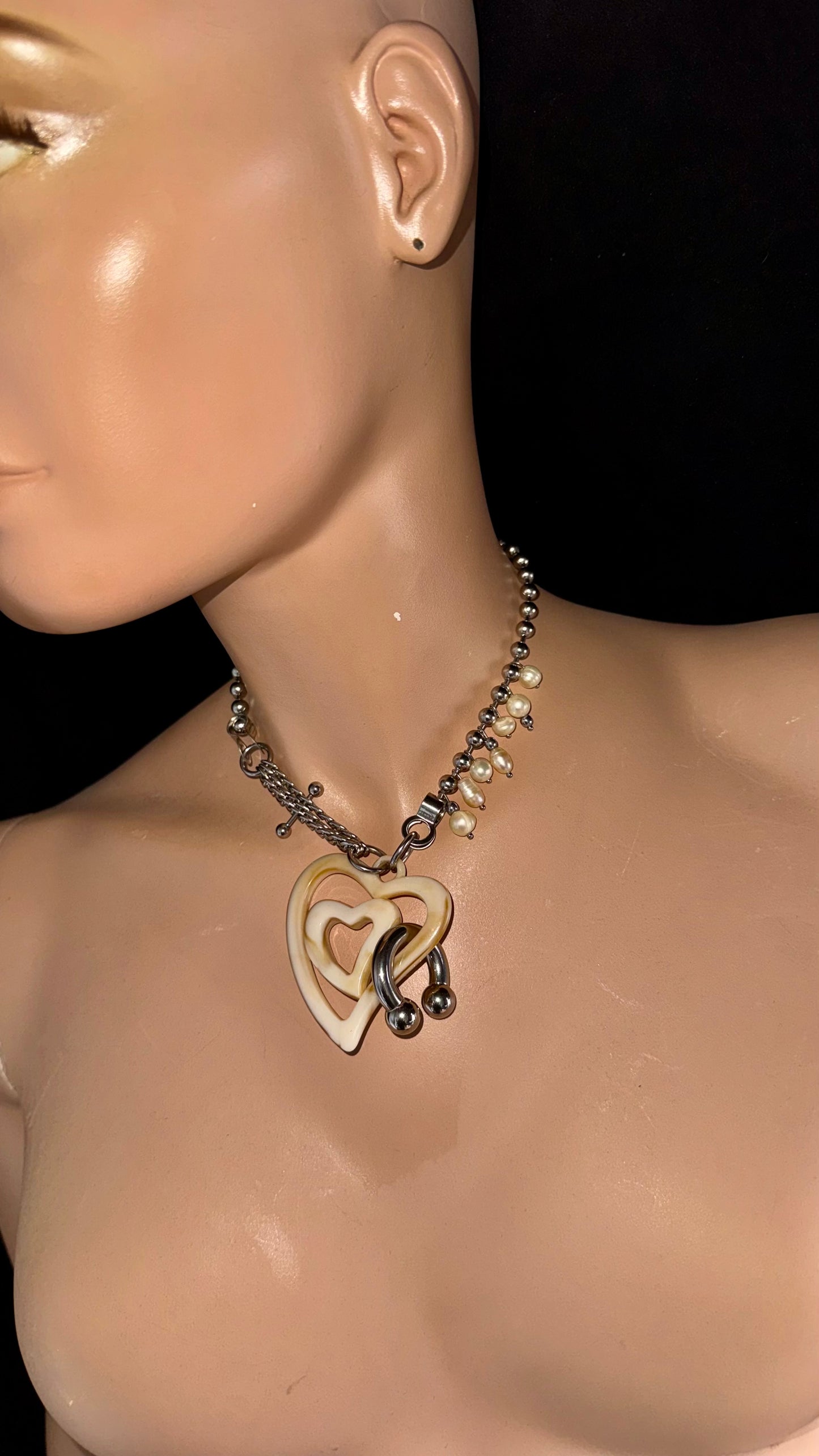 UPCYCLED DOUBLE HEART NECKLACE
