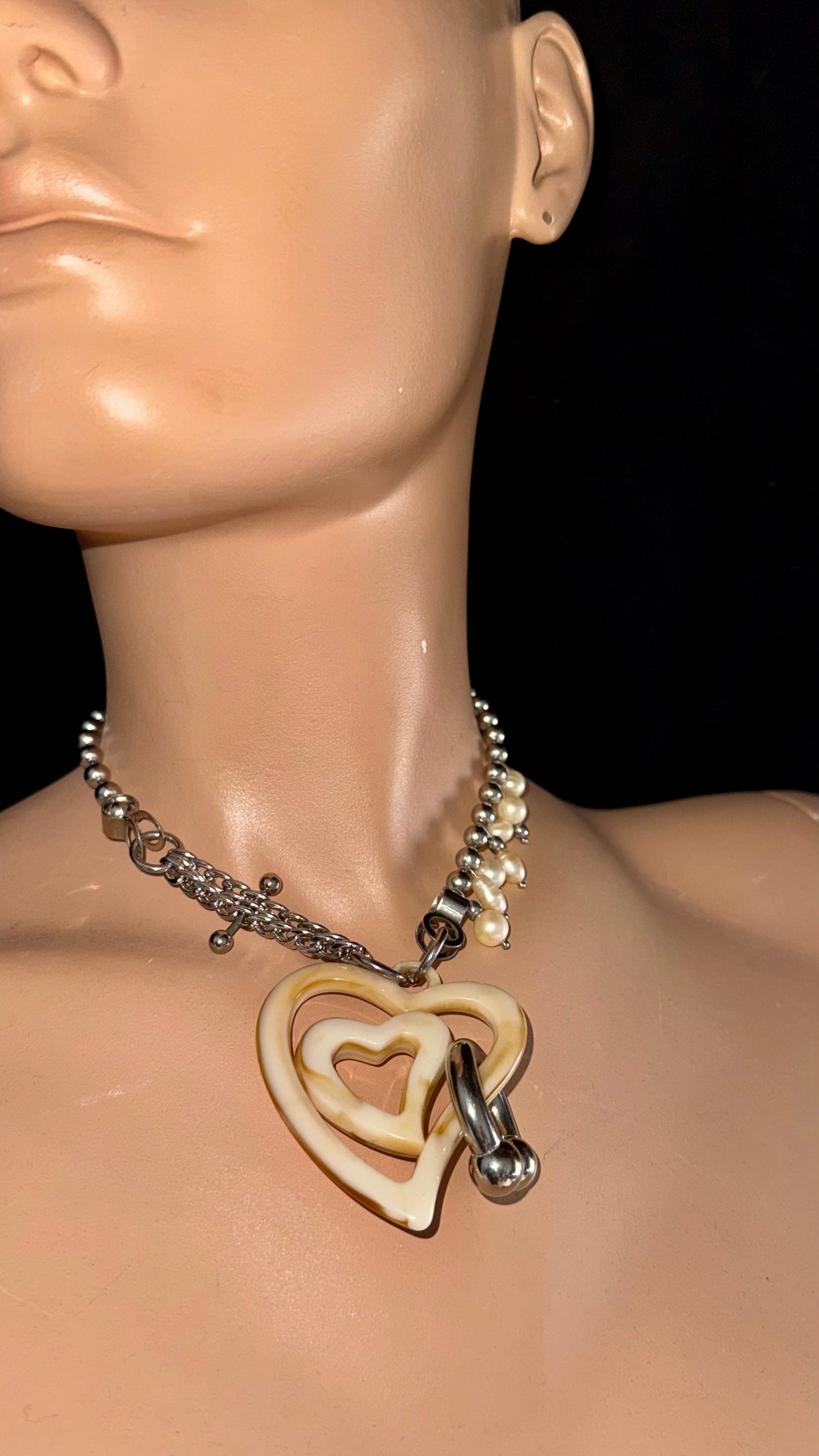 UPCYCLED DOUBLE HEART NECKLACE