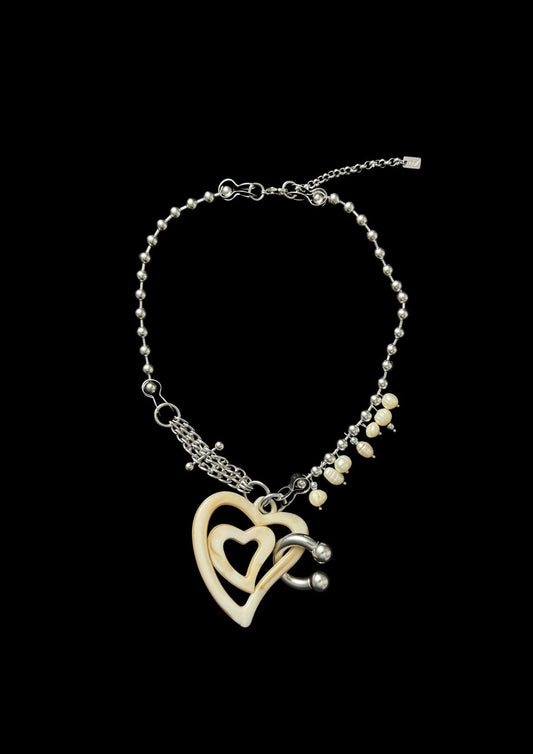 UPCYCLED DOUBLE HEART NECKLACE