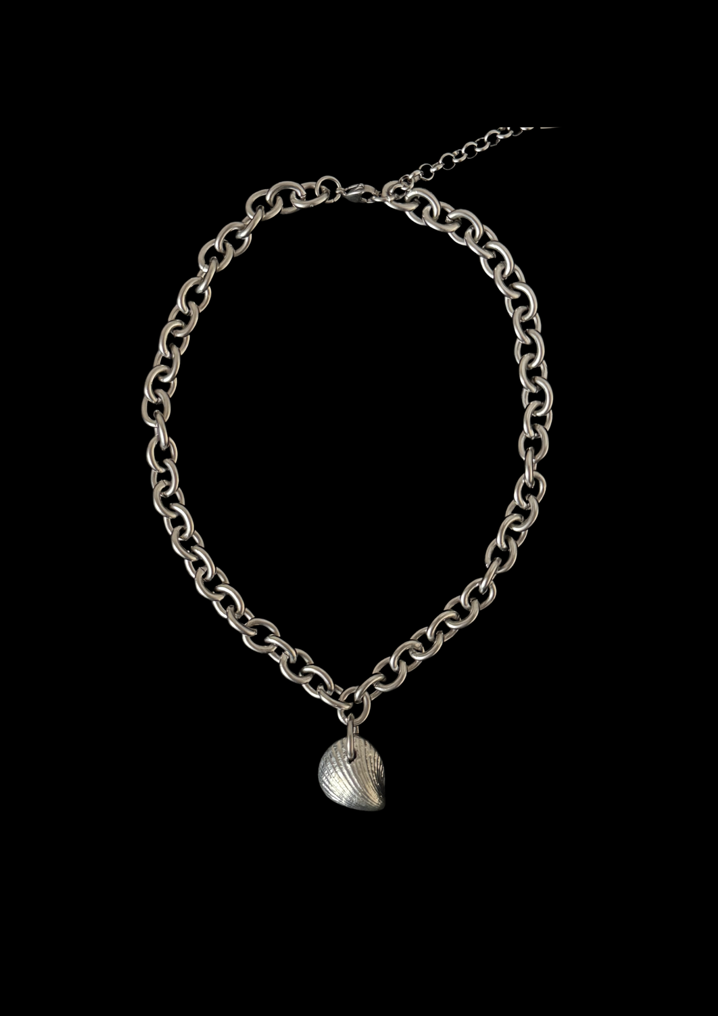 sculptural shell pendant necklace silver chain